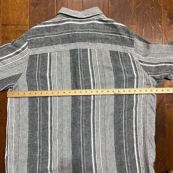 Cubavera Casual Big & Tall Striped Grey Button Front Shirt Men's Size 2XLT - Picture 6 of 7